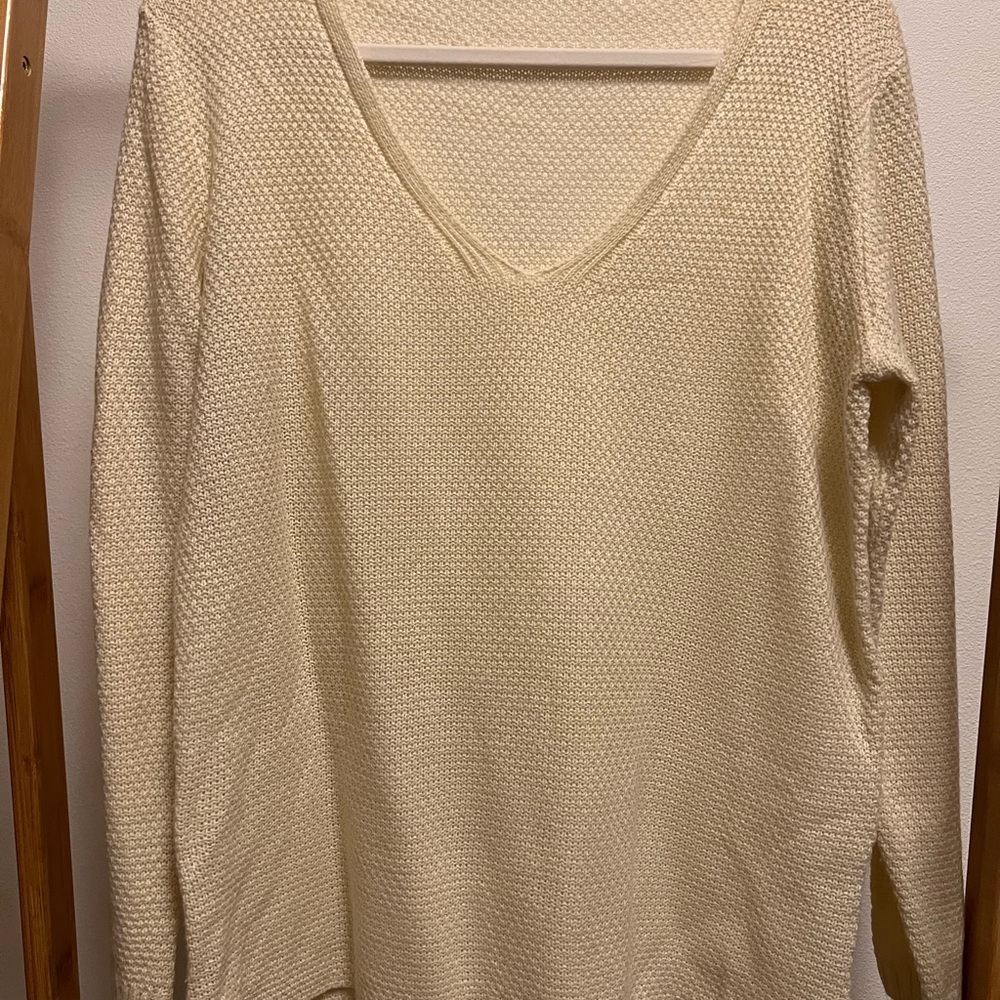Elegant Cream V-Neck Sweater